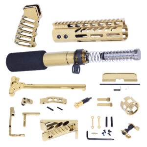AR-15 Ultimate Finishing Pistol Kit with gold plating and black hardware components