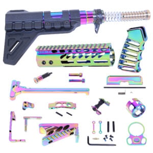 AR-15 Ultimate Finishing Pistol Kit with Brace in Rainbow PVD Coated finish