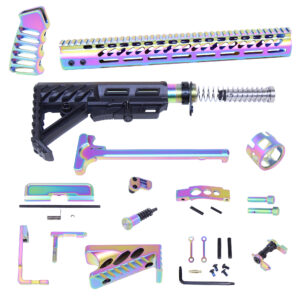 AR-15 Ultimate Finishing Rifle Kit with Matte Rainbow PVD Coated components and black stock