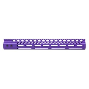Anodized Royal Purple 15-inch M-LOK handguard with monolithic top rail