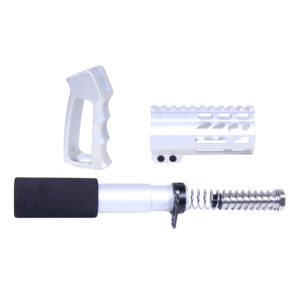AR-15 Mini Pistol Furniture Set (Anodized Blue) with pistol grip, buffer tube, and spring