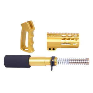 AR-15 Mini Pistol Furniture Set in Anodized Gold with foam buffer tube cover