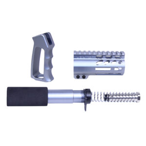 AR-15 Mini Pistol Furniture Set in Anodized Blue finish with pistol grip, buffer tube, and spring
