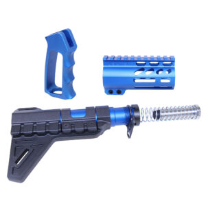 AR-15 Mini Pistol Furniture Set with Micro Breach Pistol Brace in Anodized Blue