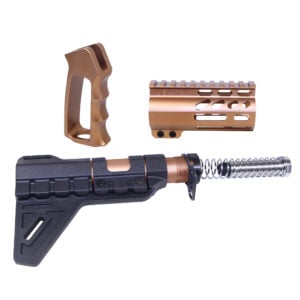 AR-15 Mini Pistol Furniture Set with Micro Breach Pistol Brace in Anodized Bronze finish
