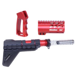 AR-15 Mini Pistol Furniture Set with Micro Breach Pistol Brace in Anodized Red