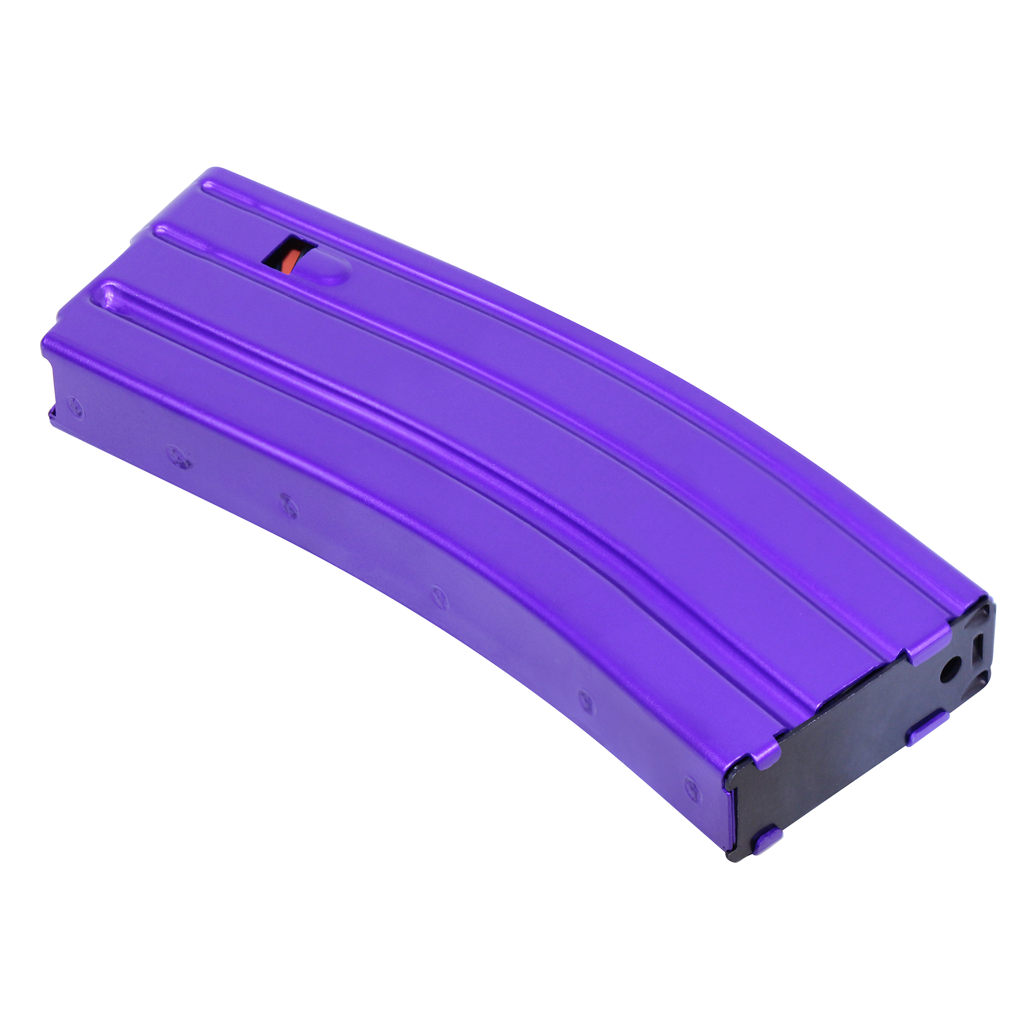 Anodized Royal Purple AR-15 magazine with anti-tilt follower