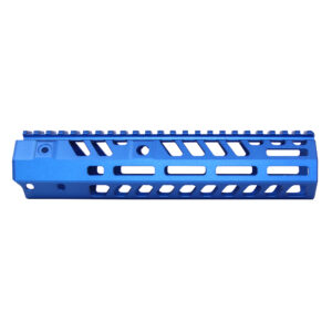 Anodized blue 9-inch Socom Series handguard with M-LOK slots and skeletonized design