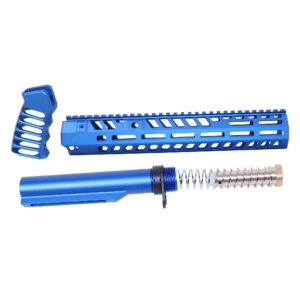 AR-15 12" Socom Series Build Kit in Anodized Blue finish, showing handguard, pistol grip, and buffer tube assembly