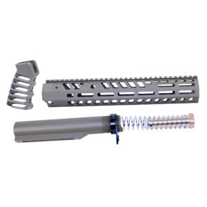 AR-15 12" Socom Series Build Kit in Flat Dark Earth finish showing handguard, buffer tube, and spring