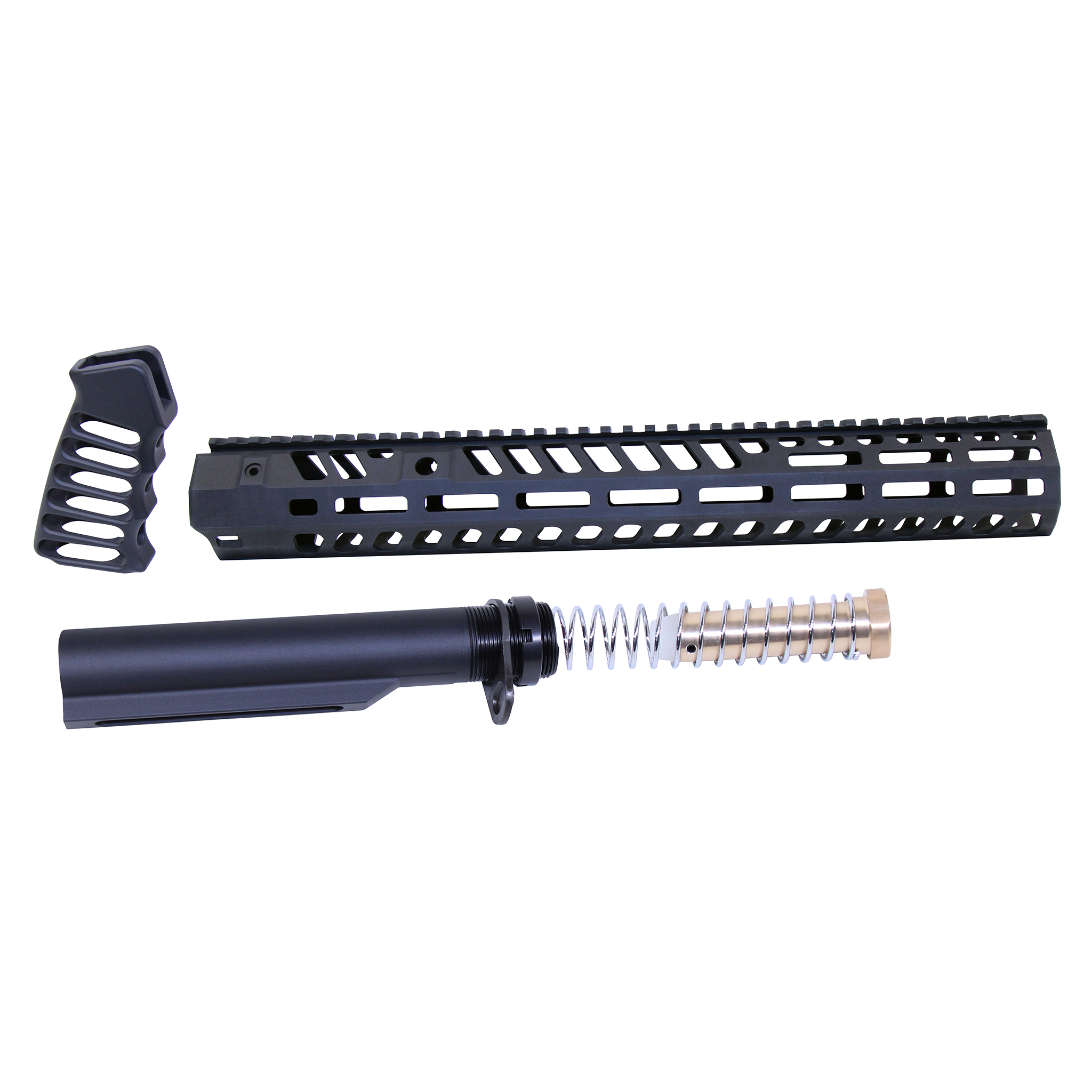 AR-15 15" Socom Series Build Kit in anodized black finish, showing handguard, pistol grip, and buffer tube assembly