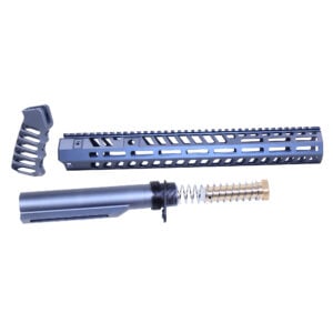 Anodized Grey AR-15 15 inch Socom Series Build Kit including handguard, pistol grip, and buffer tube assembly
