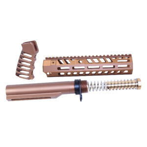 AR-15 Socom Series Build Kit in Anodized Bronze showing buffer tube, handguard, pistol grip, and spring