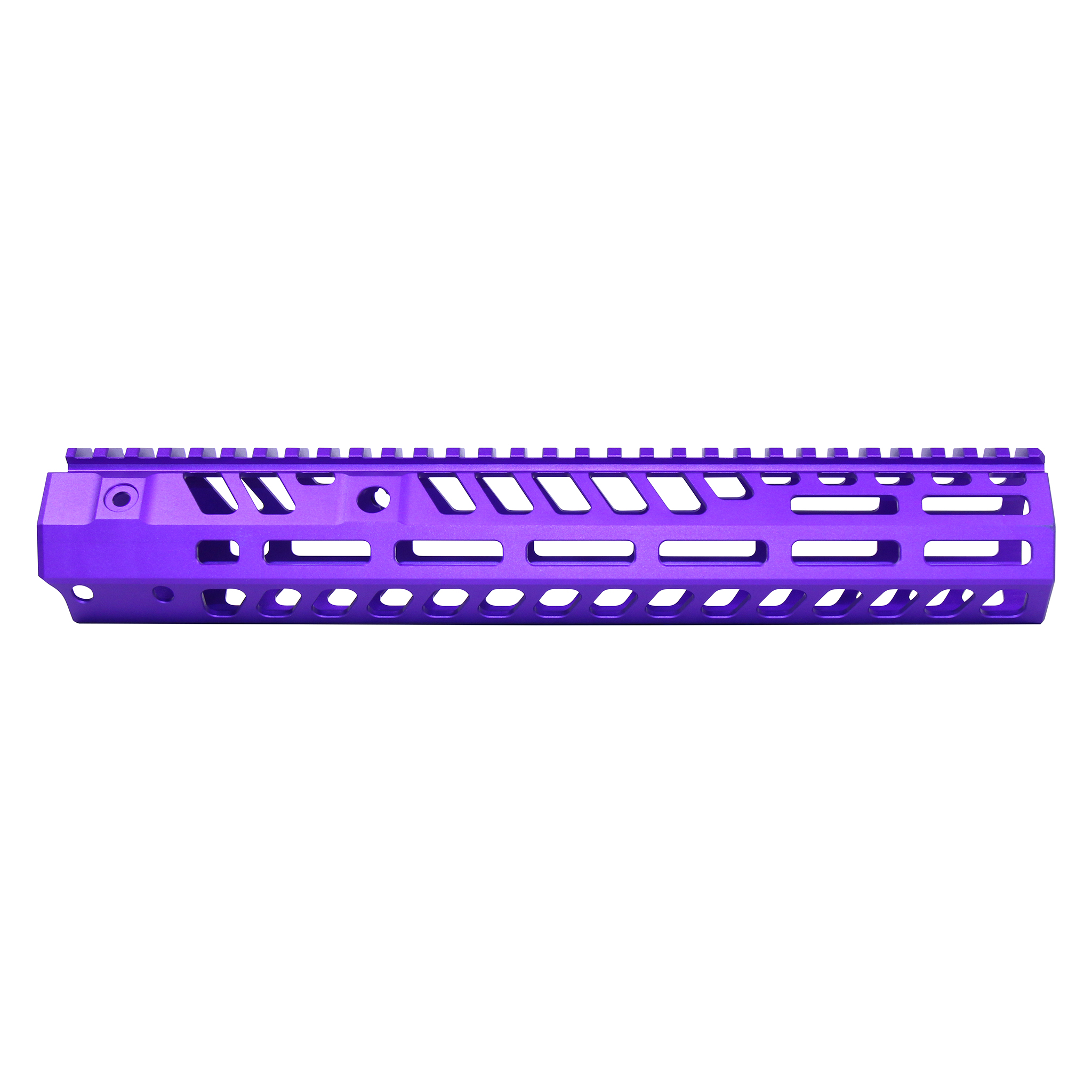 Anodized Royal Purple 12-inch M-LOK handguard with skeletonized design