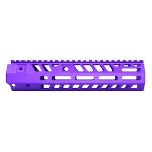 Royal purple AR-15 handguard with M-LOK slots and skeletonized design
